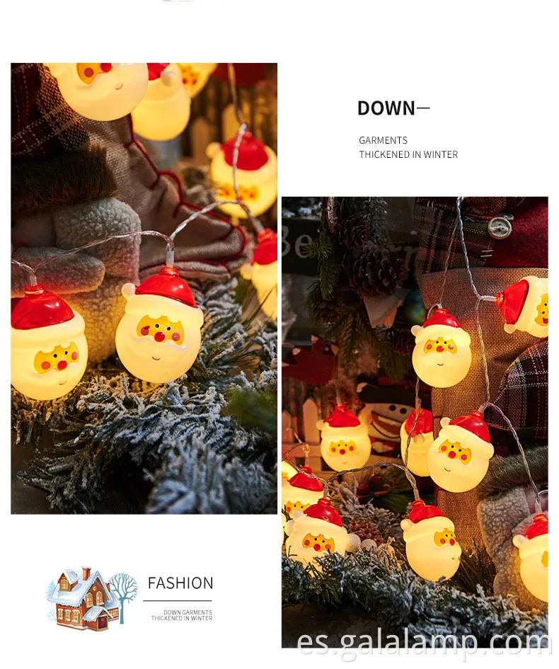 Coloridas luces de cuerda LED festivas con Santa Claus y Snowman